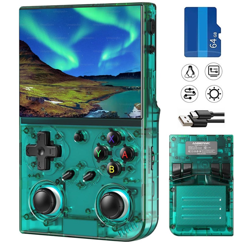 Aivuidbs Classic Up Retro Handheld Game Console,Portable Game with 3.5 Inch IPS Screen,with 64G TF Card Pre-Installed 4353 Games Supports 5G WiFi Bluetooth HDMI and TV Output - Image 1